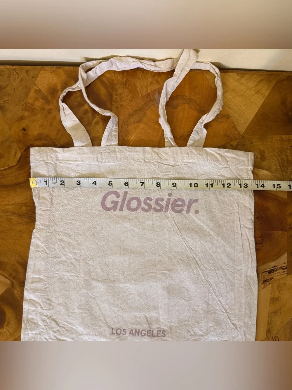 Glossier Los Angeles LA Canvas Tote Bag Purple Print 15